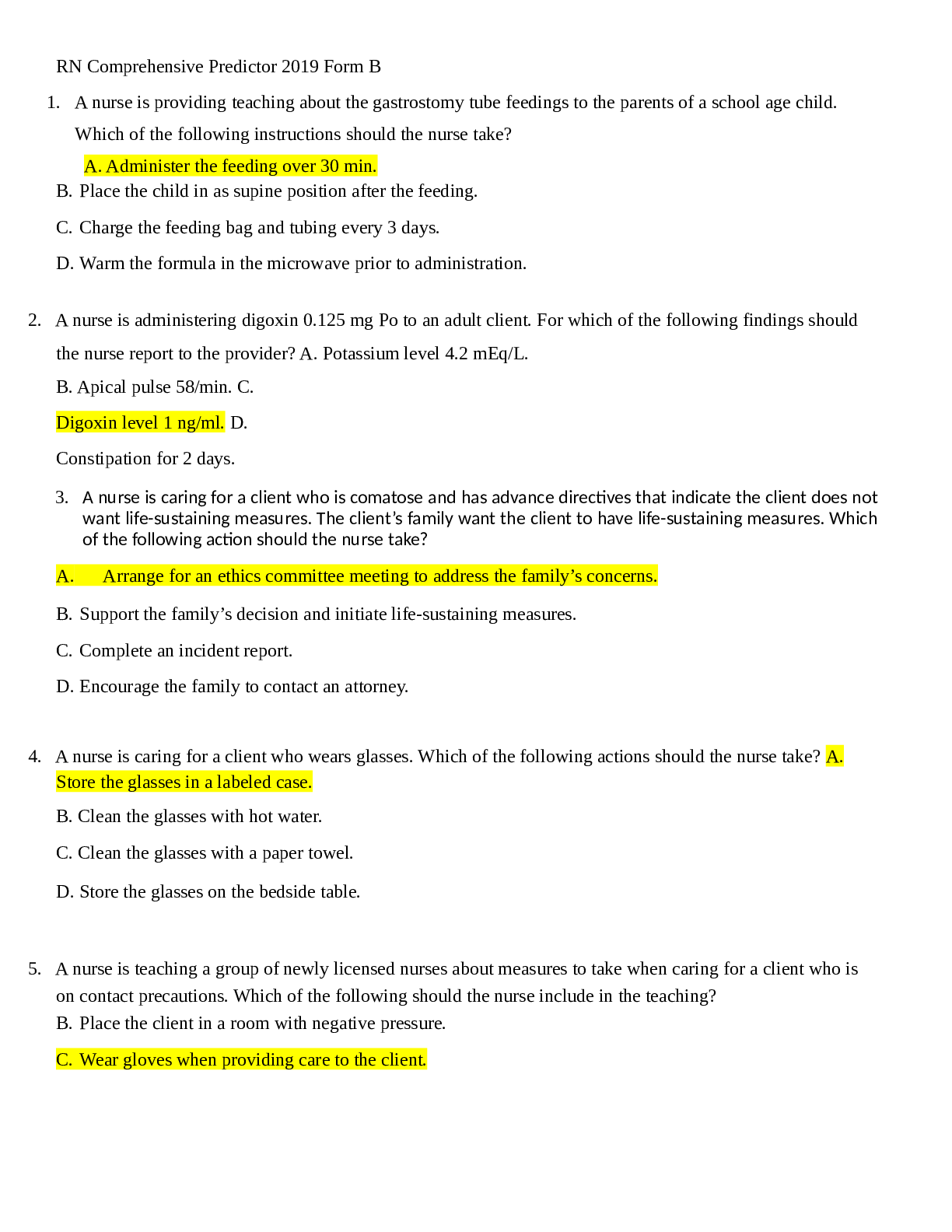 Preview image for RN Comprehensive Predictor 2019 Form B